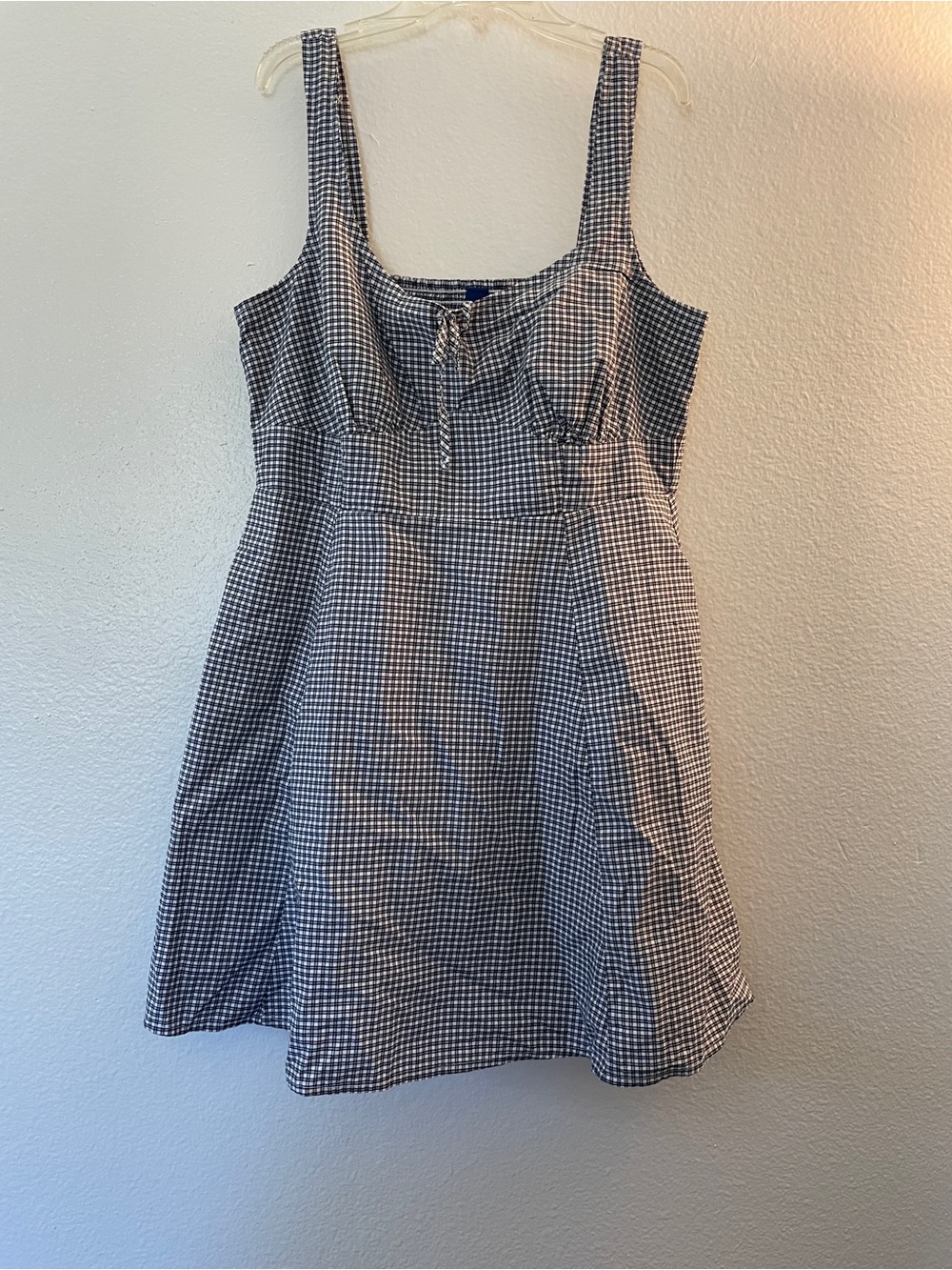 Old Navy Black and White Gingham Tie-Front Mini Dress